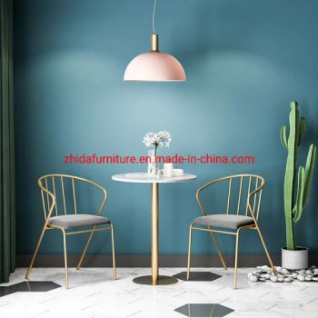 Hotel Banquet Coffee Shop Gold Metal Frame Fabric Restaurant Chair Restaurant Furniture Dining Room Round Marblr Table Set - Guangdong Zhida Furnishings Industrial Co., Ltd. - China