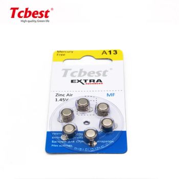 A13 Factory Price Hearing Aid Button Cell 250mAh 1.45V Batteries A312 A10 A675 Battery - Shenzhen Tcbest Battery Industry Co., Ltd. - China