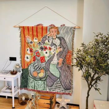 Custom Personalized Cotton Polyester Jacquard Tapestry Woven Sofa Bed Cover Tassel Blanket - Tongxiang Roya Textile Co., Ltd. - China