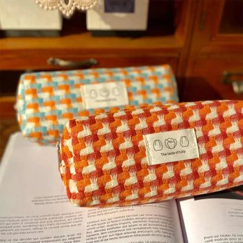 Kids Beautiful School Knit Rainbow Cloth Fabric Zipper Pencil Bag Kids Girls School Pencil Case - Guangzhou Zimore Gift Co., Ltd. - China