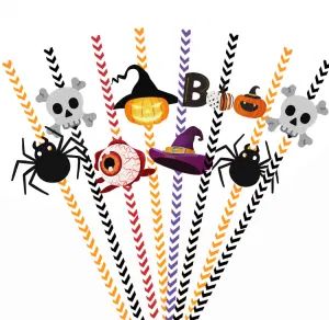 Hot Halloween Paper Straws Pumpkin Skulls Pumpkins Bats and Spider Drinking Straws - Market Union Co. Ltd. - China