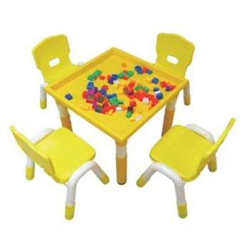Kindergarten Kids Tables and Chairs Children's Plastic Building Blocks Yellow - Wenzhou Linxi Amusement Equipment Co., Ltd. - China