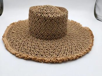 Wholesale Ladies Brown Polyester Paper Straw Hat Size Adult Style Dobby Trademark no Origin China Model NO. hat Component - Hangzhou Xingliao Accessories Co., Ltd. - China