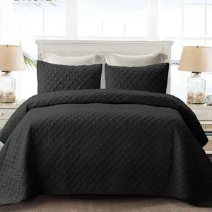 Quilt Set Queen Size Soft Microfiber Lightweight Bedspread Coverlet Bed Cover Diamond Pattern for All Seasons Black 3 Pieces Inclu - Ningbo Prime Houseware Co., Ltd. - China