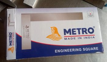 Metro engineering try square Material MS Brand Metro Angle 90 Degree Packaging Type Box Usage/Application Industrial Country of Origin Made in - Nainaram Laxmanaji Lohar - India