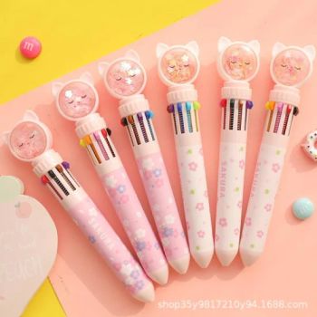 Ten-Color Ballpoint Pen Color Press Ball Pen Cartoon Cute Marker Multi-Color Pen Multi-Function Handbook Marker Pen - Good Seller Co., Ltd. - China