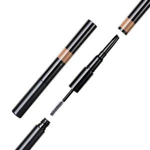 Brow 2-in-1 Dual Eyebrow Pencil with Eyebrow Gel Tube Brush Shape Round Origin China Trademark OEM Usage Cosmetics Material - Ningbo EME Cosmetic Packaging Co., Ltd. - China