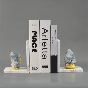 Brass Marble Crystal Glass Semi-Handmade Crafts Ornaments Bookends - Zhongshan Jiedan Crystal Co., Ltd - China