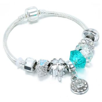 Summer Style Silver Charm Bracelets Bangles Blue Crystal Glass Beads Esg13590 - Ningbo Easyget Co., Ltd. - China