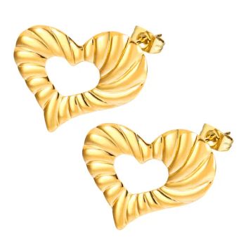 Fashion Heart Drop Earrings Piercing Gold Stainless Steel Earrings for Women Girls - Foshan Zesen Jewelry Co., Ltd - China