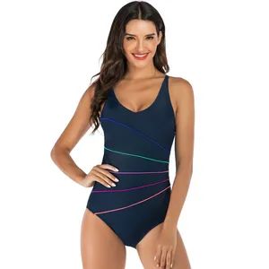 Womens One Piece Swimsuit Athletic Swimwear Bathing Suits Color Block Print Sport Swimsuits Custom - Xiamen Arcadia-Sport Trading Co., Ltd. - China