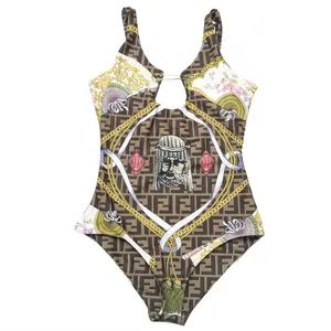 Womens Luxury Famous Brand One Piece Full Logo Print Designer Swimsuit Co-Branding Bathing Suits Wholesale Swimwear - GUANGZHOU HUMLISUN IMP & EXP CO.,LTD. - China