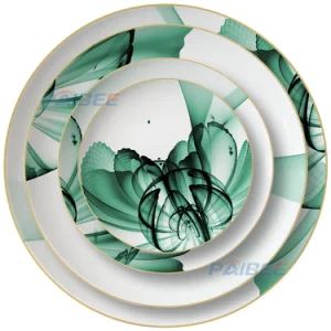 Colorful Dinnerware Sets Ceramic Plates Gold Rim Dinner Plate Wedding Hotel - FOSHAN PAIBEE IMP. & EXP. CO., LTD. - China