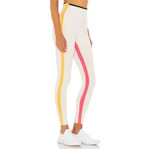 Custom Elastic Waistband Contrast Side Stripe Sweat Wicking Womens Yoga Leggings - Dongguan Minghang Garments Co., Ltd. - China