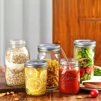Wholesale Empty 8oz-32oz Square Round Glass Jars Food Grade Mason Jars with Lids Thickened Clear Round Storage Jar - HEBEI ANYU GLASS PRODUCTS CO.,LTD - China