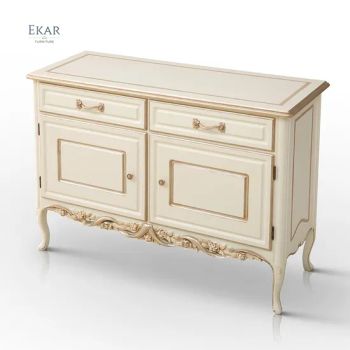 French Style Bedroom Furniture Hotel Antique Wooden Chest Drawer Two Drawers Two Doors Birch Wood Chest of Drawers - EKAR FURNITURE CO.,LTD - China