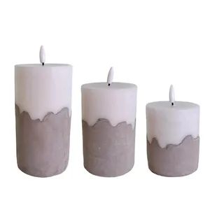 Flameless Pillar Candles with Timer Cement Base LED Candle Light - Ningbo H&G Home Decoration Limited - China