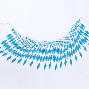 Event Atmosphere Blue White Checkered Triangle Hanging Flag Oktoberfest Party Banners - Market Union Co. Ltd. - China