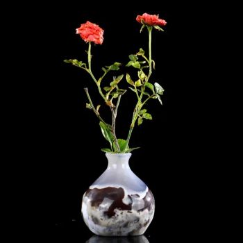 Custom Made Newest Blue Chalcedony Vase Crystal Flower Vase Sculpture for Home and Office - Lotusland Ltd - China