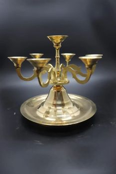 Round Pooja Brass 7 branch diya, For Home Purity yes Color Golden Height 7 Inch Occasion Pooja Material Brass Diya Shape - Classickurves - India