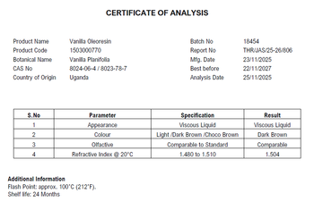 Vanilla Extract Certifications Iso 9001, Iso 22000, Iso 14001, Iso - Thiraya BV - Belgium