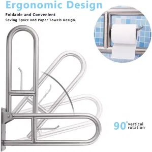 Disabled Flip-up Bathroom Grab Bar with Paper Holder Hospital Steel Handrail for Elderly - Degol Hardware Co., Ltd. - China
