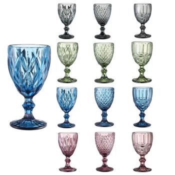 Vintage Embossed Wine Glasses Wedding Goblets Champagne Cup MOQ 96PCS Type Goblet Capacity 300ml Origin Zhejiang Material - Changsha Sunflower B&T Co., Ltd. - China
