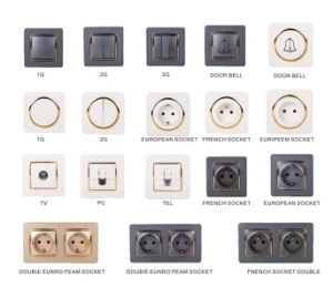 Elegant Gold and Grey European Style Electric Power Switches Network None Size 86*86mm Trademark ABUK Warranty Other Material - Wenzhou Mvava Electrical Technology Co.,Ltd - China