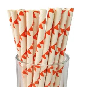 Eco-Friendly Biodegradable Printed Paper Straws Factory, Bunting Paper Straw Colorful Drinking Straws - XIAMEN TEAMWORK PACK LIMITED - China