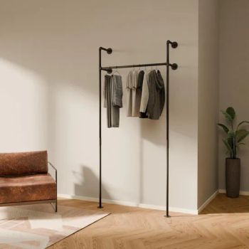 Wall Mounted Clothes Rail Industrial Black Metal Pipe Coat Rack Compact Open - Ningbo Hope Electrical Appliance Co., Ltd - China