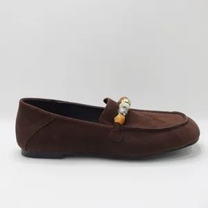 Women's/Lady Low Heel Moccasins Shoes with Instep Straps and Beads - Guangzhou Junlilai Shoes Co., Ltd - China
