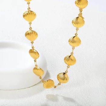 Fashion Jewelry 18K Gold Plated Scallop Shell Link Chain Stainless Steel Necklace - Guangdong Ason Jewelry Co., Ltd. - China