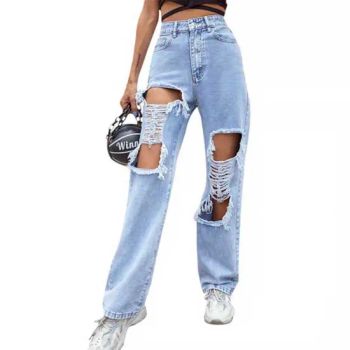 High Quality Fashion Ripped Jeans Women New Style Baggy Girls Jeans - Anhui Hualongteng Clothing Co., Ltd. - China