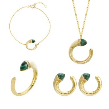 Exquisite & Luxurious Malachite S925 Silver Jewelry Set Origin China Purity 92.5% Color Silver Shape Plants Style - GUANGZHOU ARTS JEWELLERY CO., LTD. - China