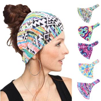 Multicolored Pattern Bandana Gym Sweatband Stretchy Moisture Wicking Headband Sports Hairband - Ningbo General Union Co., Ltd. - China