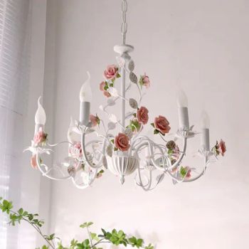 Rural Bedroom Chandelier French Living Room Children's Room Iron Flowers Plants Warm American Retro Fresh Ceramic Pendant Lamps - Zhongshan Laiting Lighting Co., Ltd. - China