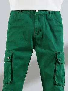 Fashion High Quality Denim Jeans Wide Leg Green Mens Denim Cargo Pants - G-TOP GARMENTS CO., LTD. - China