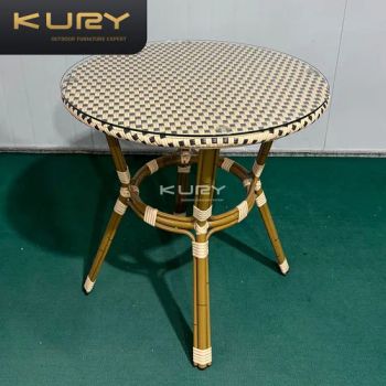 PE Rattan Aluminum and Glass Round Coffee Dining Restaurant Outdoor Tables - Foshan Shunde Gaoang Furniture Industry Co., Ltd. - China
