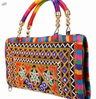 Handbag, Hand Held Bag, Clutch, Embroidery Handb -  HANDYARTANDCRAFTS  - India