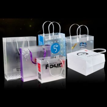 Half Transparent Plastic Printed Custom Shopping Bag Frost PP Handle Promotional Bags - Guangzhou Huaheng Plastic Products Co., Ltd. - China