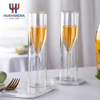 110ml 4oz Wholesale Champagne Glass Double Wall Bubble Wine Tulip Cocktail Glasses Goblet Champagne Flutes - Wuhan Xinhuahang Household Goods Co., Ltd. - China