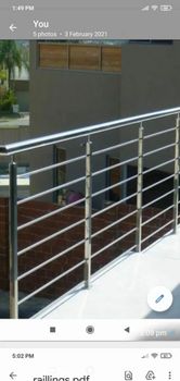 Balcony,stairs Silver S S Designs Balcony Railings Steel Grade SS 202 & 304 Position Balcony , stairs Glass Type Toughned - Shiv Steels Works - India