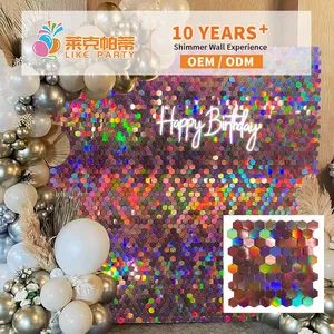 Radiant Iridescent Hexagon Sequin Wall Panels Dazzling Shimmer Decor for Wedding Decoration - Baoding Likeparty Trading Co., Ltd. - China