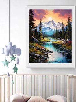 Landscape Series Sunset Snowy Mountain Forest Unframed Folding Hand Painted Paper Drawing Toys Set - Ningbo Hardwork Art & Craft Co., Ltd. - China