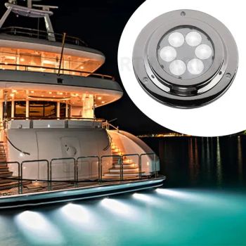 IP68 RGBW Multi-Color 24W LED Underwater Boat Marine Transom Lights with 316 Stainless Steel Material - Huizhou More Green Light Co., Ltd. - China