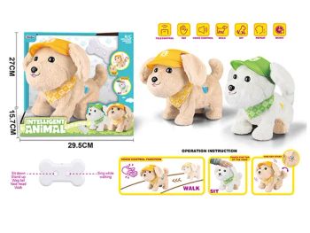 Plush Toy Bichon Dog Smart Pet 2-Color Mixed Dynamic Music Can Walk Bark Nod Wag Tail Sit Down Record Has Touch Function Voice Control Function - Pretty Coast Plastic Toys Co., Ltd - China