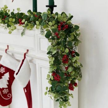 Christmas Decoration Artificial Vine Pine Cypress Vine Red Fruit Decoration Green Plant Vine Christmas Door Hanging - Suzhou Lixiang Pai Technology Co., Ltd. - China