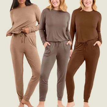 Pajama Sets for Womens Jogger Pants Pjs Short/Long Sleeves Lounge Set Soft Sleepwear with Pockets - Keenago Holdings Limited - China