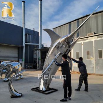 Mirror Polished Stainless Steel Marlin Fish Sculpture for Square - Zhengzhou Relong Arts & Crafts Co., Ltd. - China