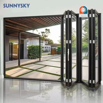 American Modern Style Waterproof Bifold Doors Windows Aluminum Balcony Glass Sliding Folding Door - Guangzhou Xiya Building Material Co., Ltd. - China